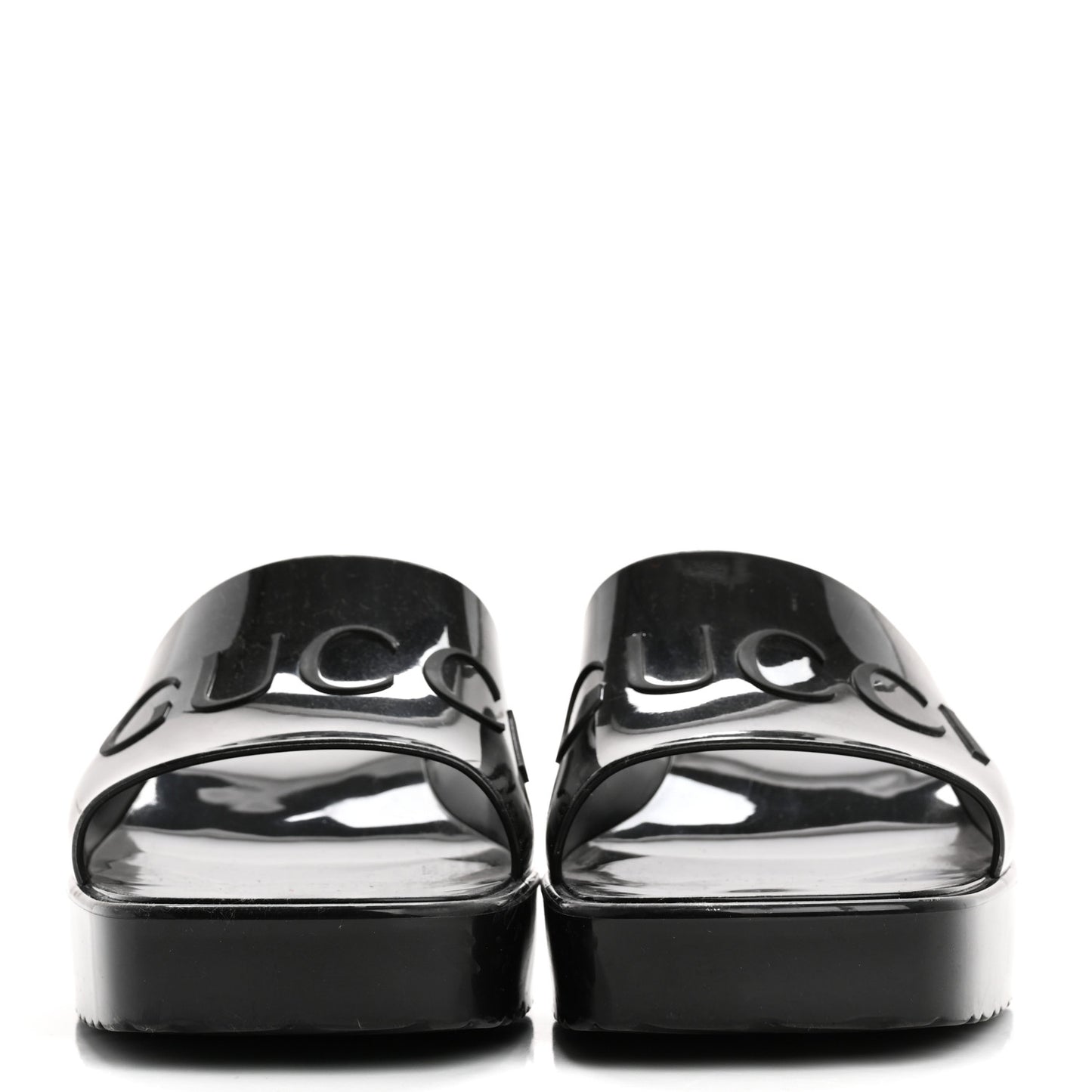 Rubber Gucci Logo Womens Platform 20/60mm Slide Sandals 38 Black