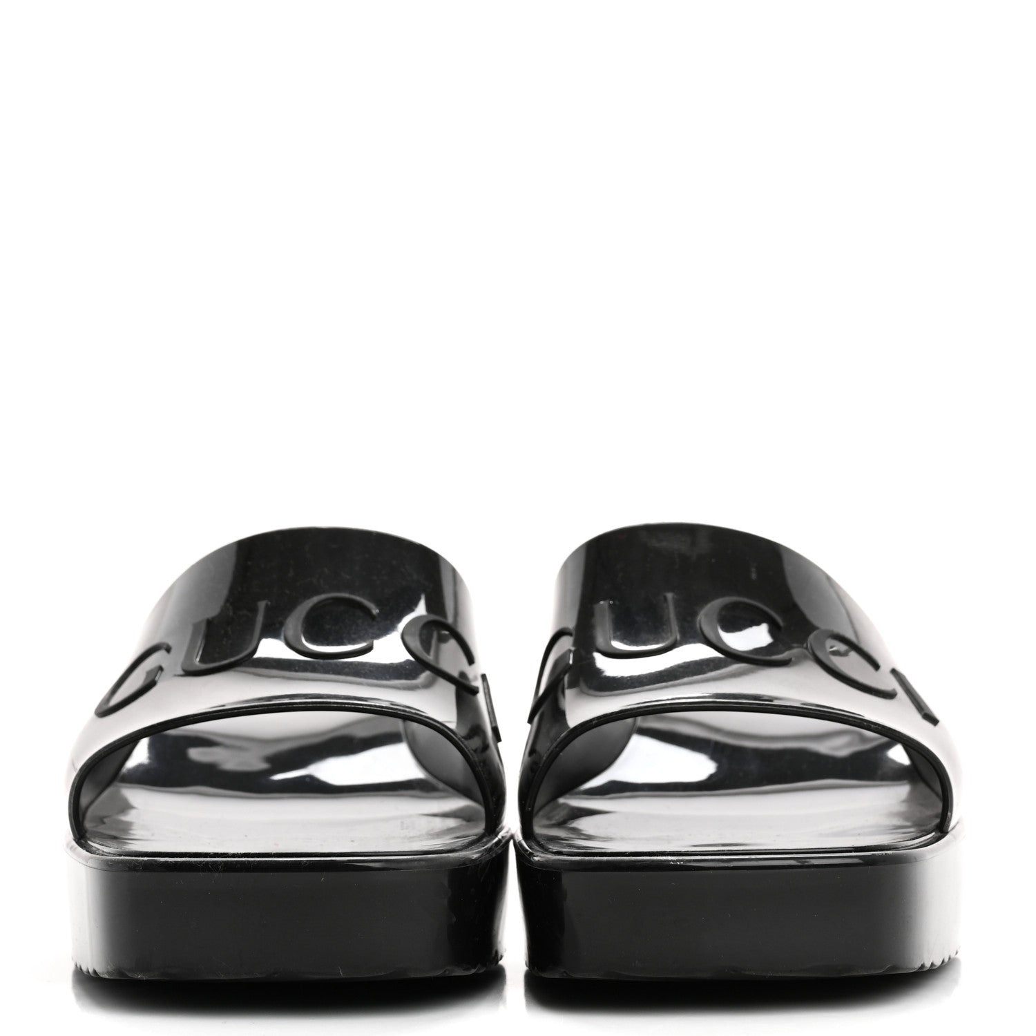 Gucci Rubber Gucci Logo Womens Platform 20/60mm Slide Sandals 38 Black 3 of 9