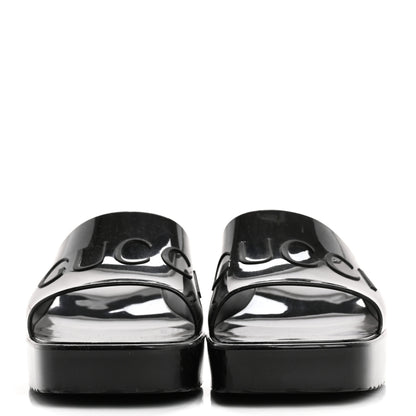 Gucci Rubber Gucci Logo Womens Platform 20/60mm Slide Sandals 38 Black 3 of 9