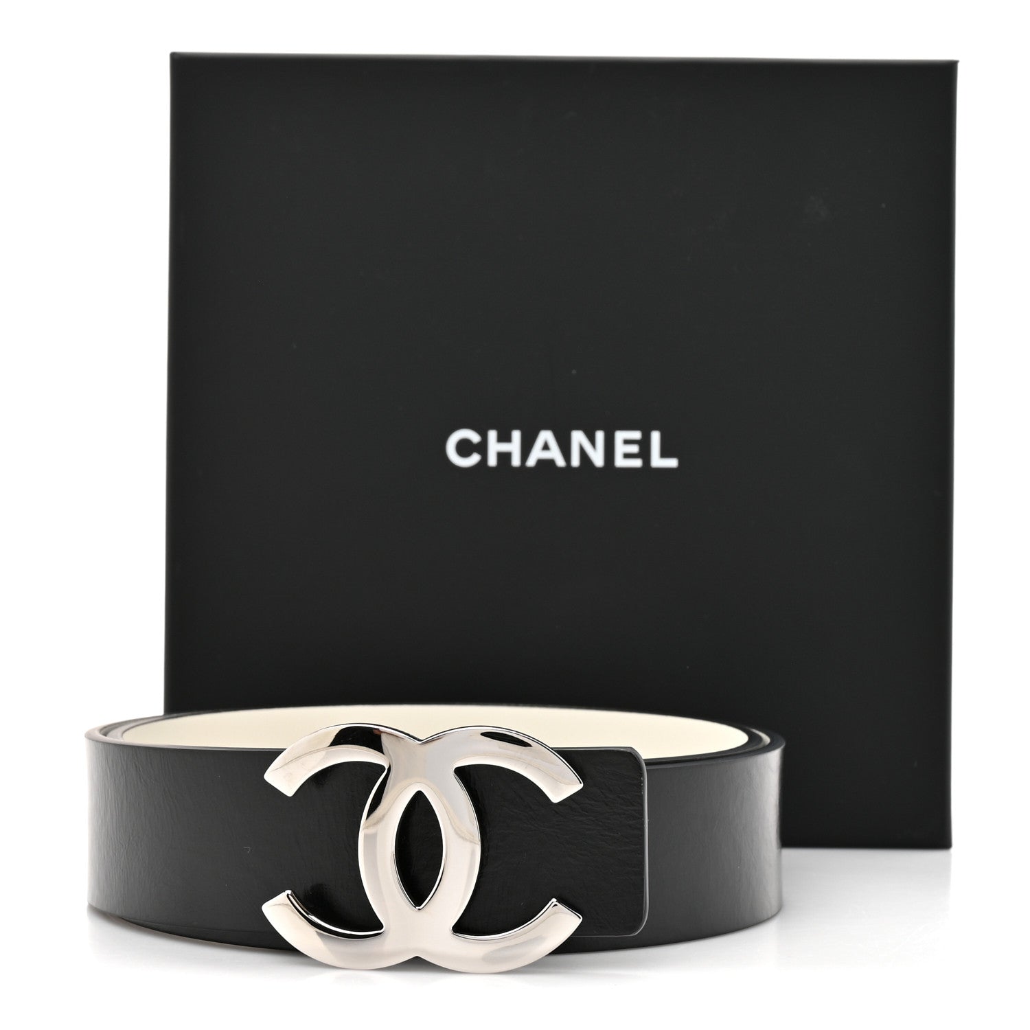 Chanel Calfskin CC Reversible Belt 80 32 Black White 5 of 5