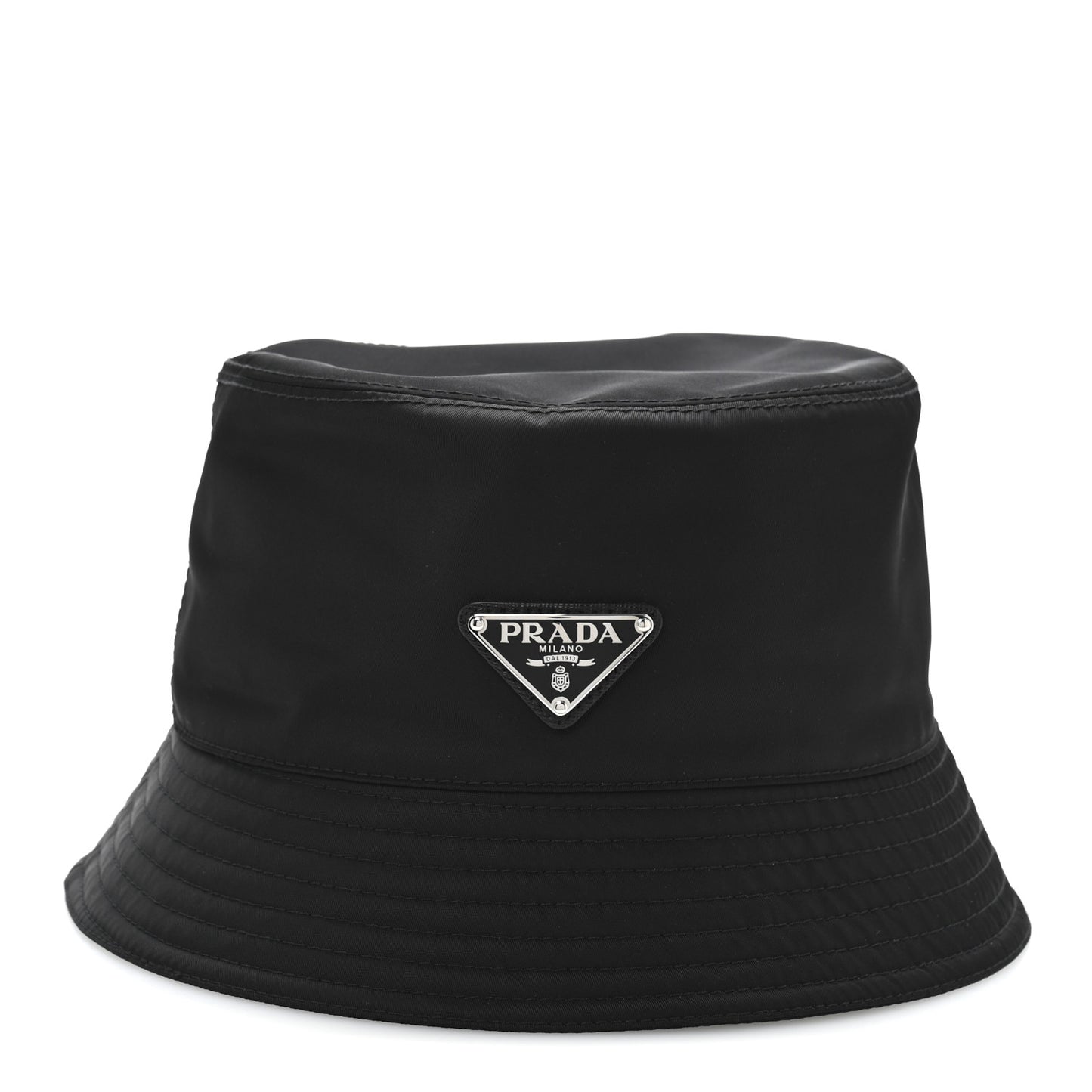 Re-Nylon Metal Triangle Logo Womens Bucket Hat L Black