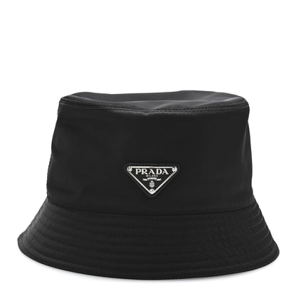 Prada Re-Nylon Metal Triangle Logo Womens Bucket Hat L Black 5 of 9