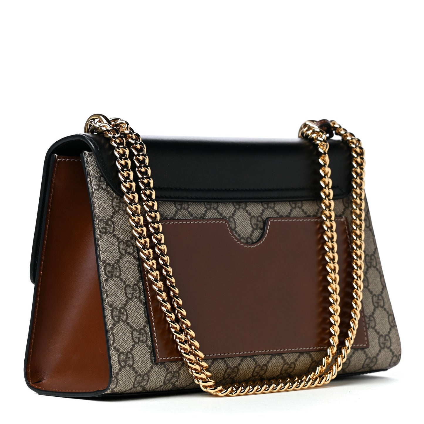 GG Supreme Monogram Calfskin Medium Padlock Shoulder Bag Beige Black Cuir