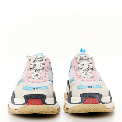 Balenciaga Fabric Mesh Washed Effect Womens Triple S Sneakers 37 Pink White Blue 3 of 10