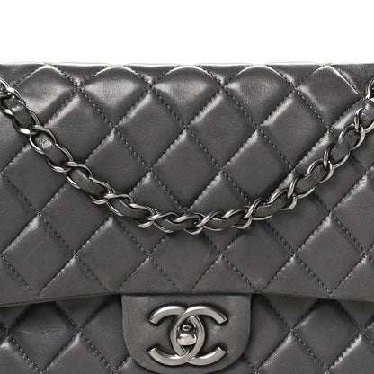Chanel Lambskin Quilted Medium Double Flap Dark Grey 8 of 12