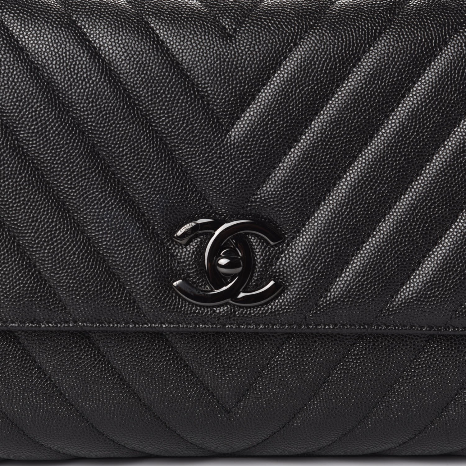 Chanel Caviar Chevron Quilted Small Coco Handle Flap So Black 7 of 10