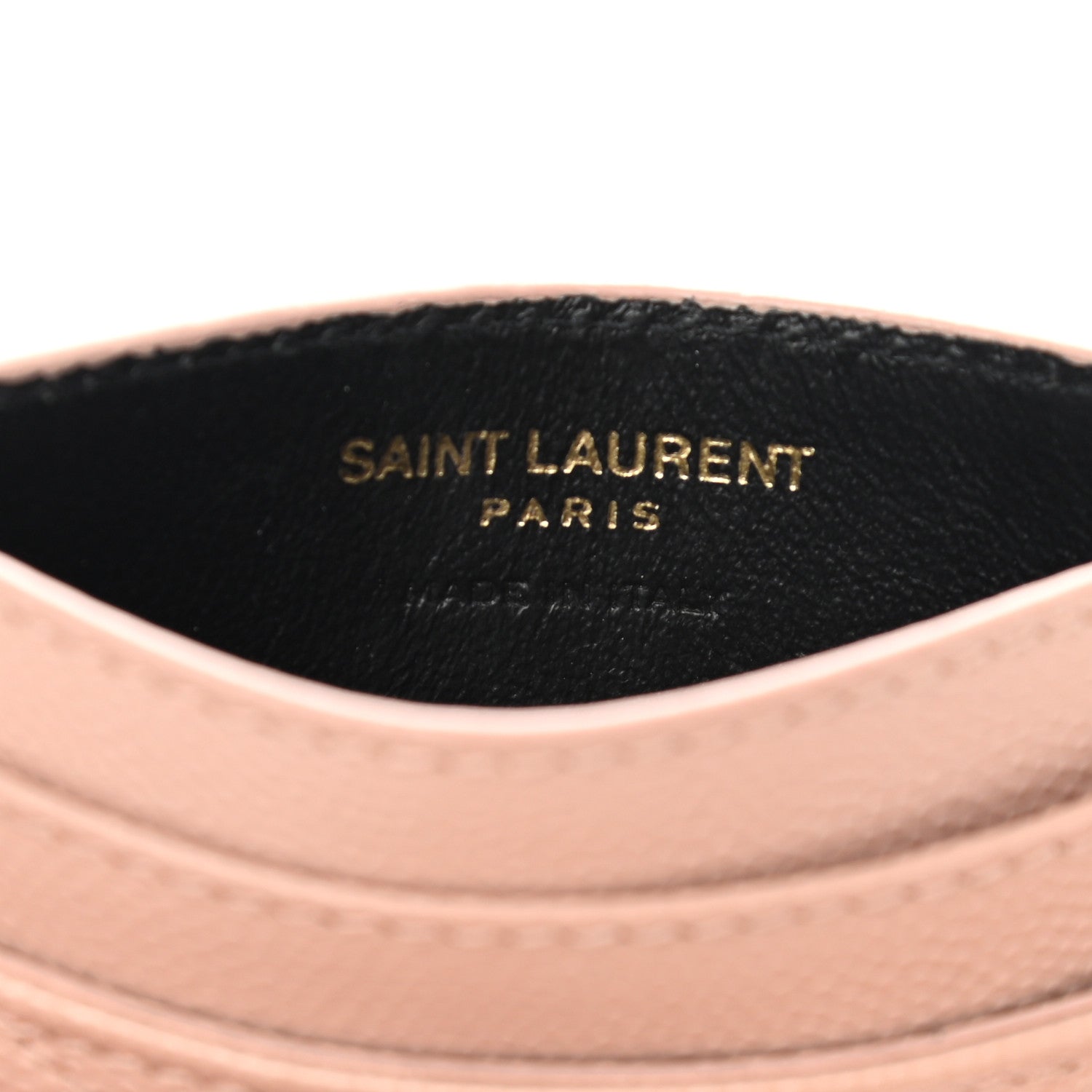 Saint Laurent Grain De Poudre Matelasse Chevron Monogram Credit Card Case Pale Pink 6 of 9