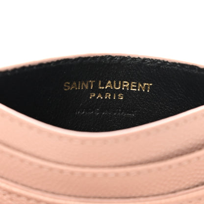 Saint Laurent Grain De Poudre Matelasse Chevron Monogram Credit Card Case Pale Pink 6 of 9