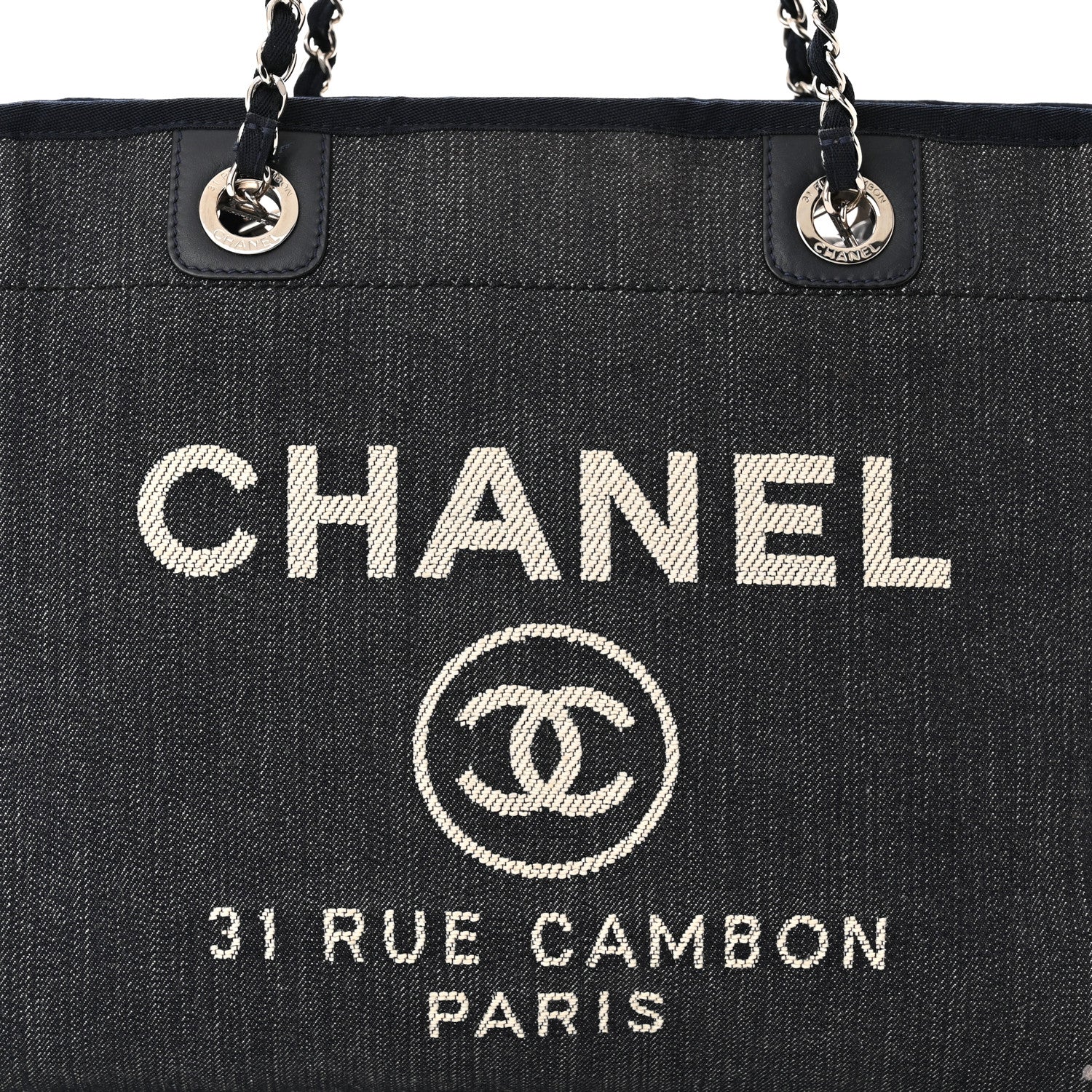 Chanel Denim Small Deauville Tote Dark Blue 8 of 12