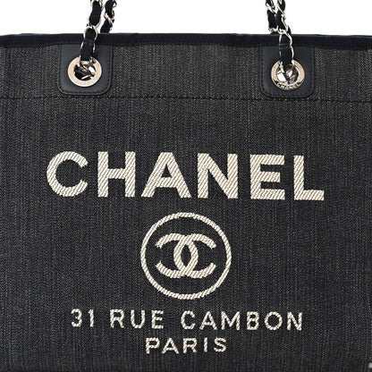 Chanel Denim Small Deauville Tote Dark Blue 8 of 12