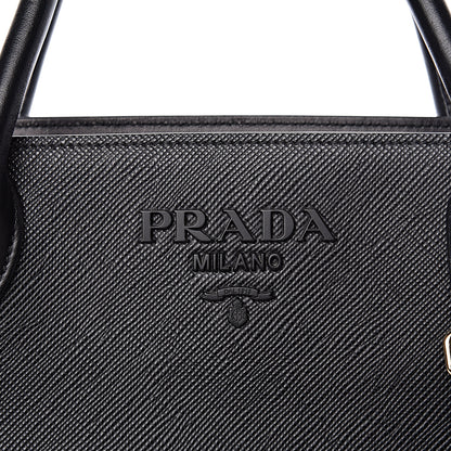 Prada Saffiano Cuir Calfskin Medium Monochrome Top Handle Tote Black 7 of 9