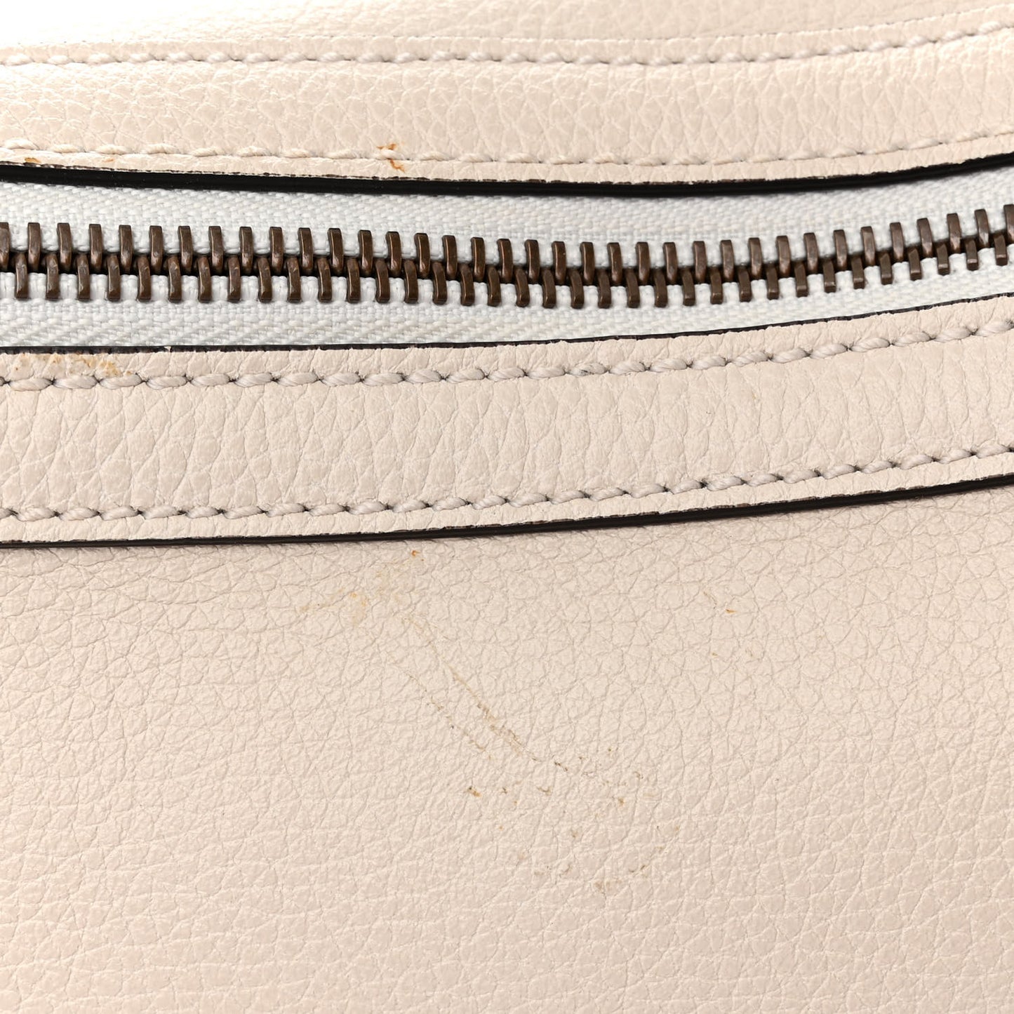 Grained Calfskin Logo Half Moon Hobo White