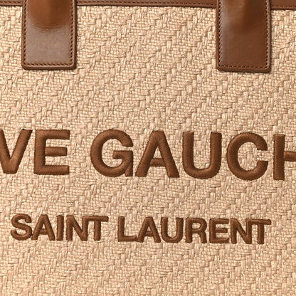 Saint Laurent Raffia Linen Calfskin Rive Gauche Tote Naturale Brown 8 of 10