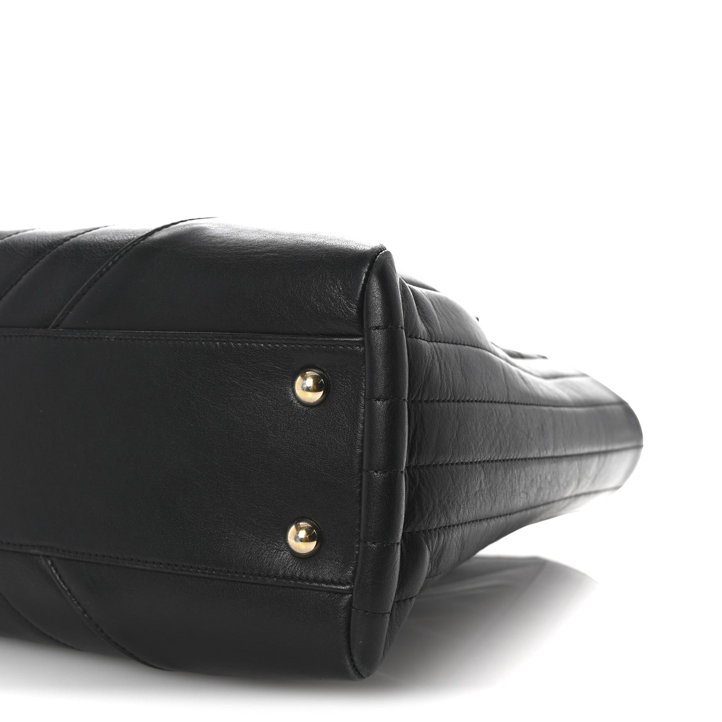 Calfskin Chevron Quilted Statement Shopping Tote Black