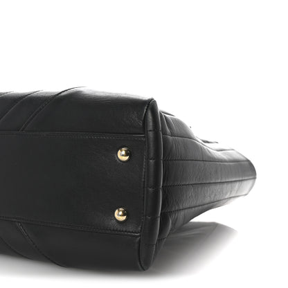 Chanel Calfskin Chevron Quilted Statement Shopping Tote Black 10 of 10