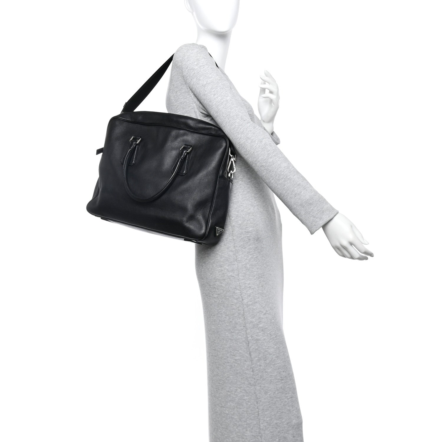 Prada Vitello City Briefcase Black 2 of 9