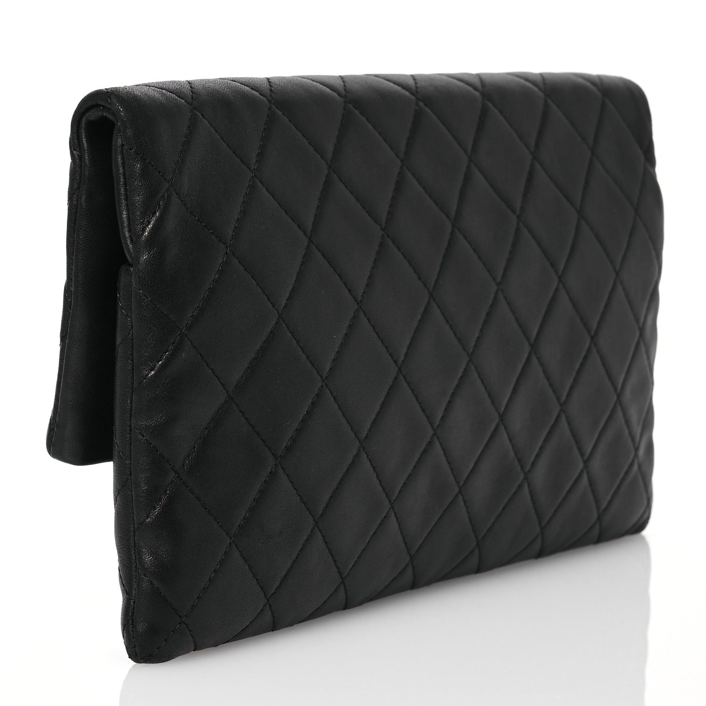 Lambskin Quilted CC Beauty Clutch Black