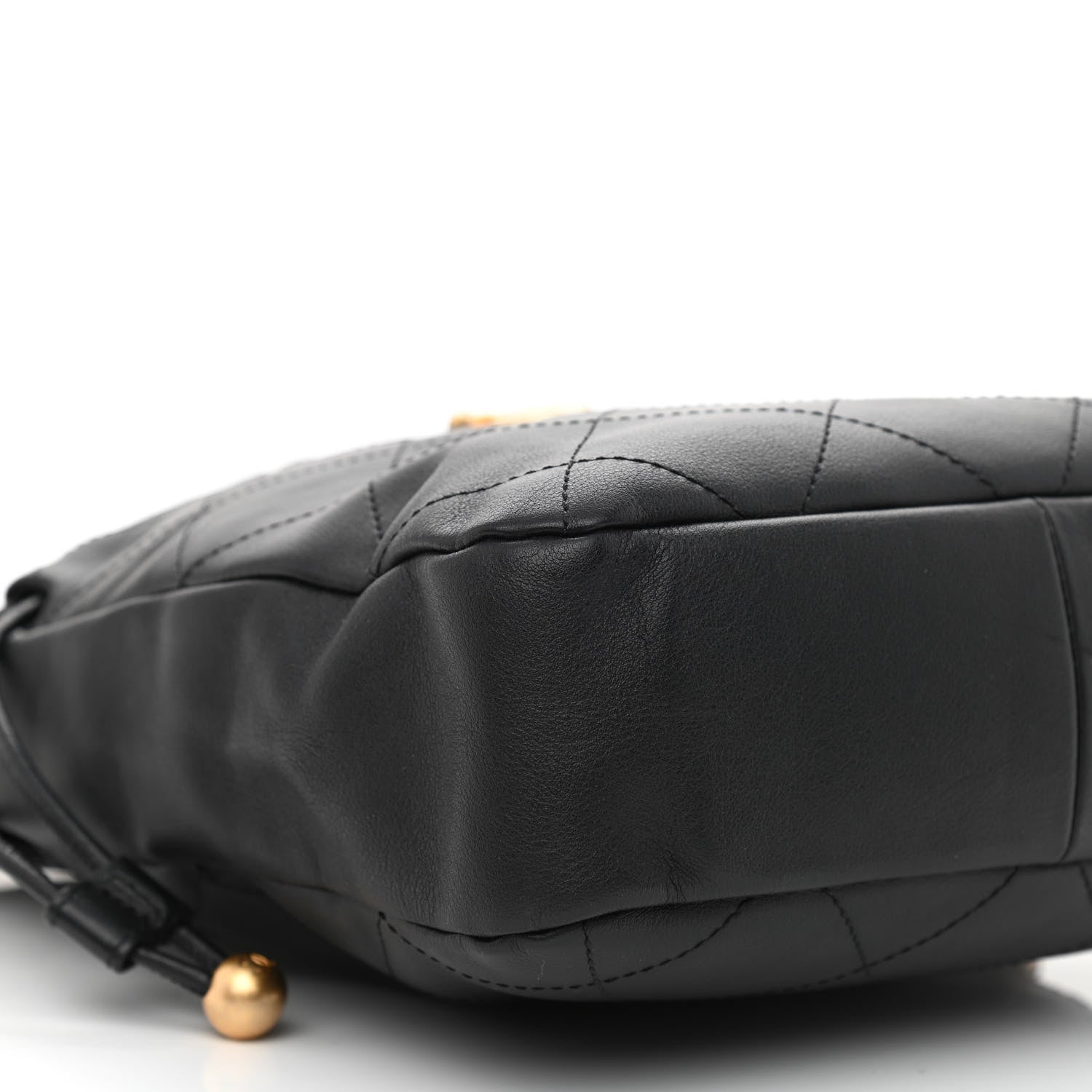 Chanel Calfskin Quilted Drawstring Bucket Bag Black 9 of 10
