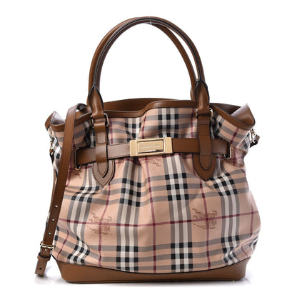 Burberry Haymarket Check Medium Golderton Tote Mid Camel 1 of 9