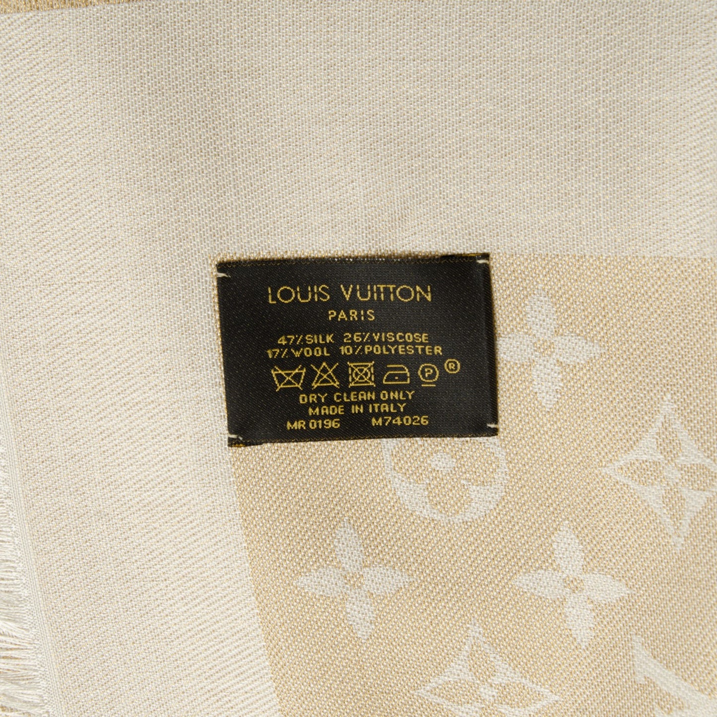 Silk Lurex Wool Monogram Shine Shawl Beige