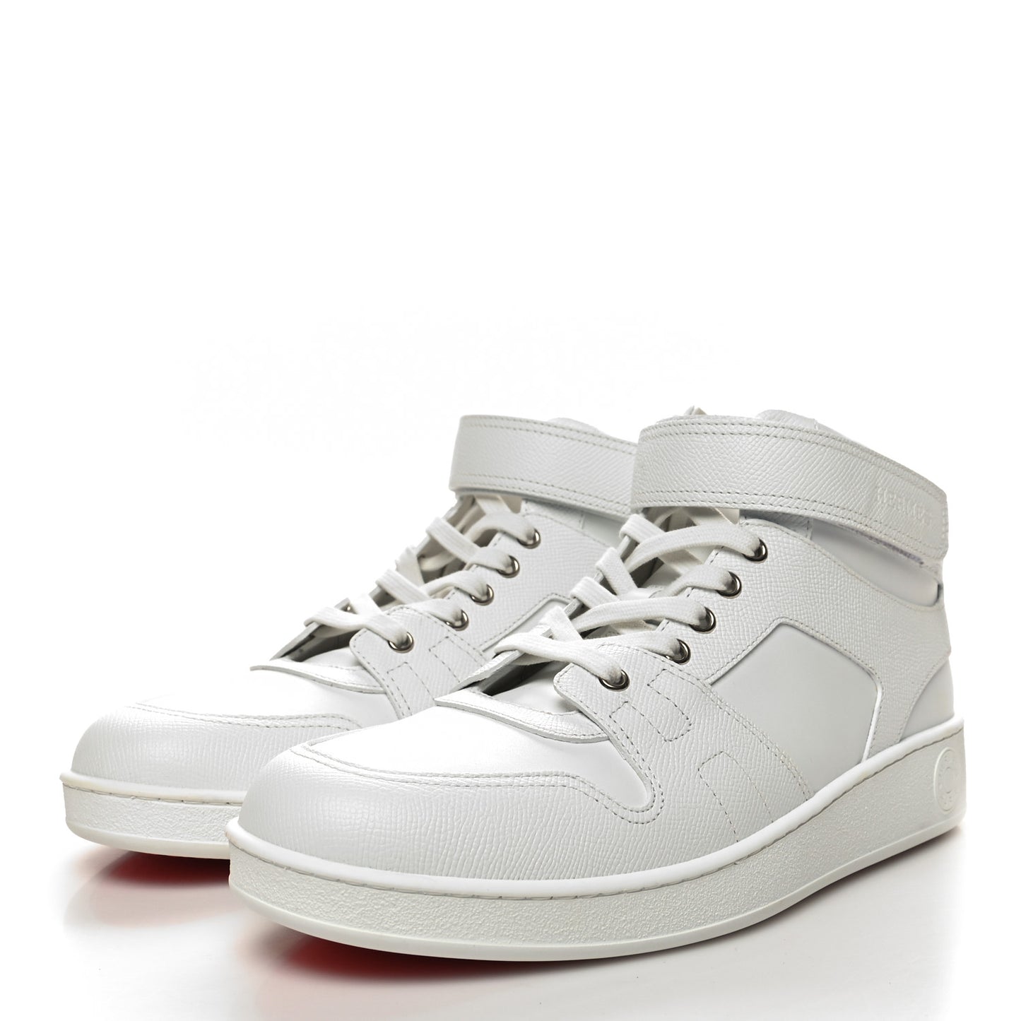 Calfskin Epsom Mens High Top Freestyle Sneakers 42 White