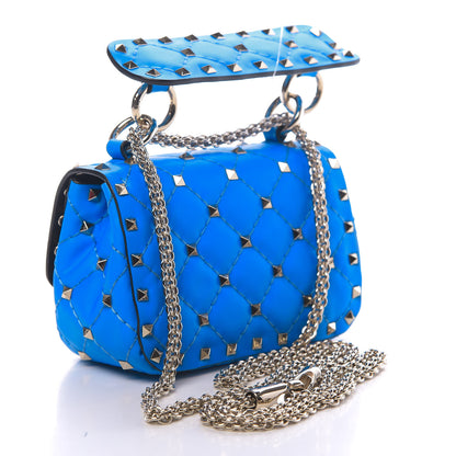 Valentino Garavani Calfskin Micro Rockstud Spike Shoulder Bag Blue Fluo 3 of 10