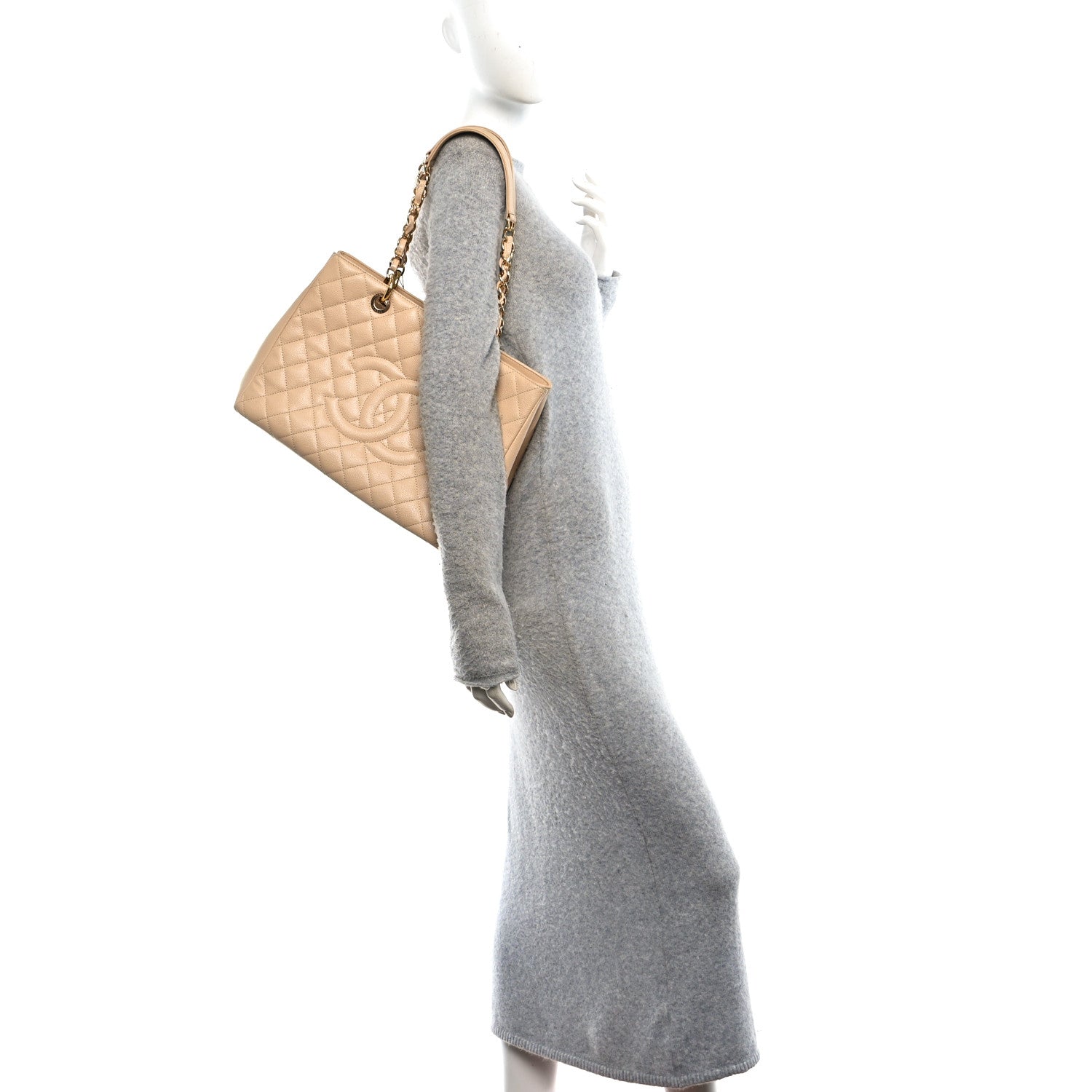 Chanel Caviar Quilted Grand Shopping Tote GST Beige Clair 2 of 12
