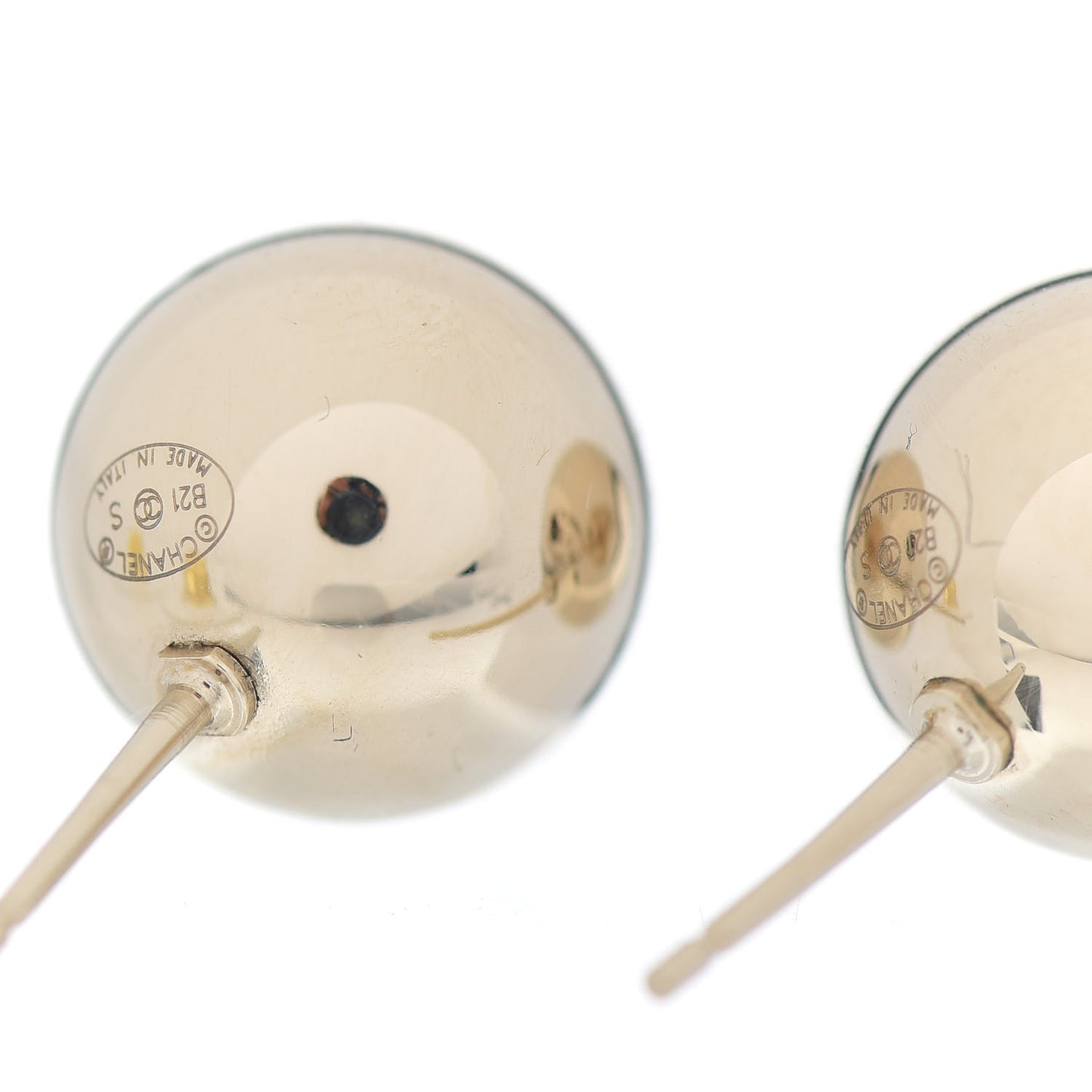 Metal Bead CC Stud Earrings Gold