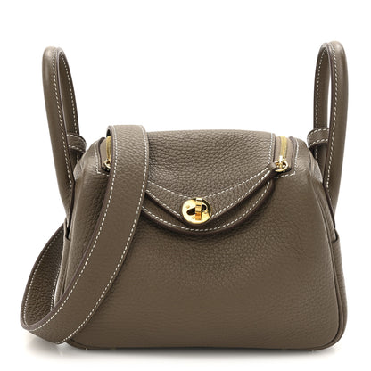 Hermes Taurillon Clemence Mini Lindy 20 Etoupe 1 of 11