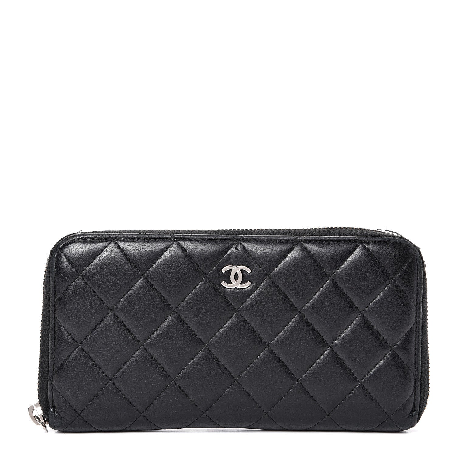 Chanel Lambskin Quilted Large Gusset Zip Around Wallet Black 1 of 14