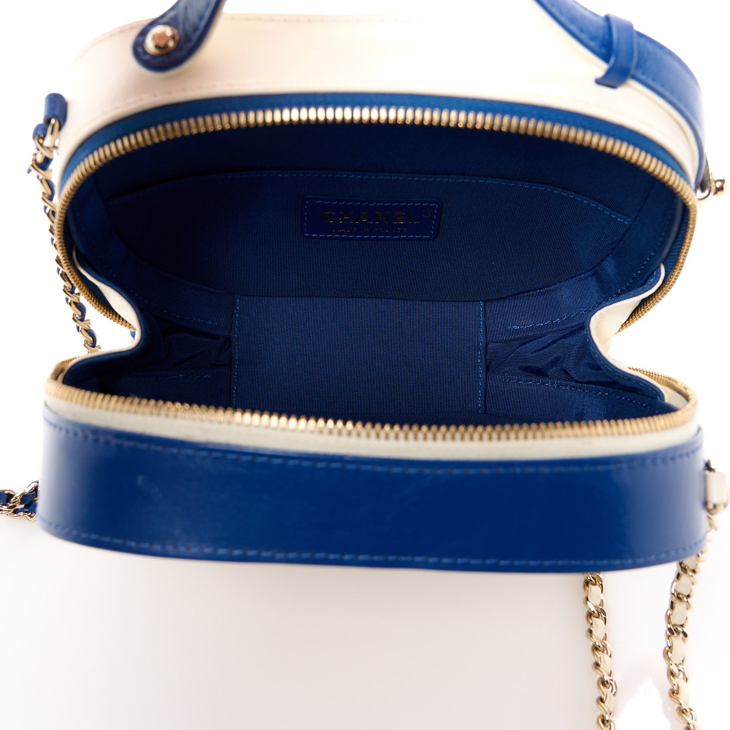 Calfskin Stitched Vanity Case White Blue