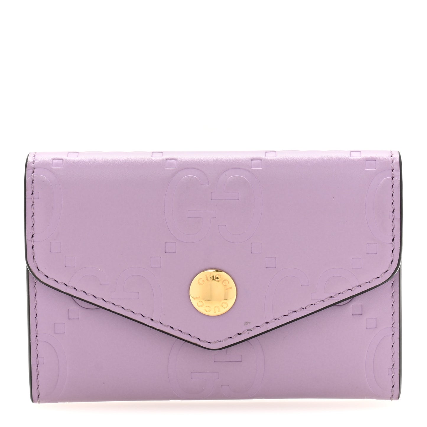Calfskin Jumbo GG Embossed Snap Wallet Lilac