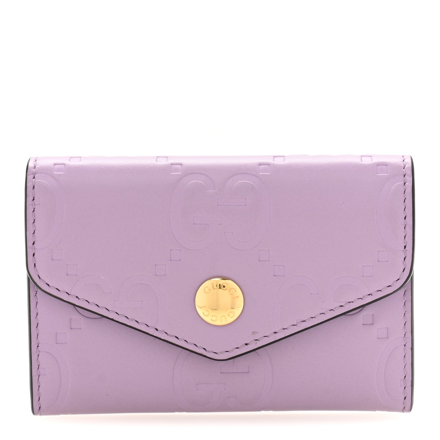 Gucci Calfskin Jumbo GG Embossed Snap Wallet Lilac 1 of 9