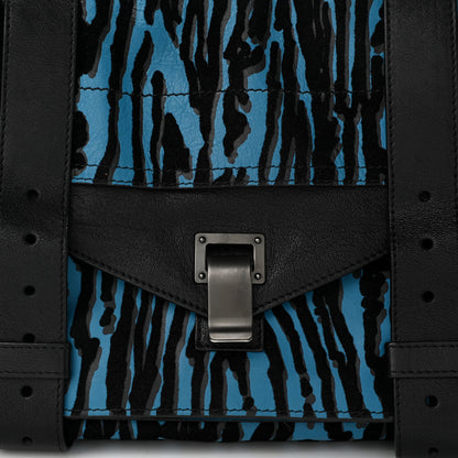 Proenza Schouler Lambskin Velvet Medium Woodgrain PS1 Satchel Teal Black 8 of 11