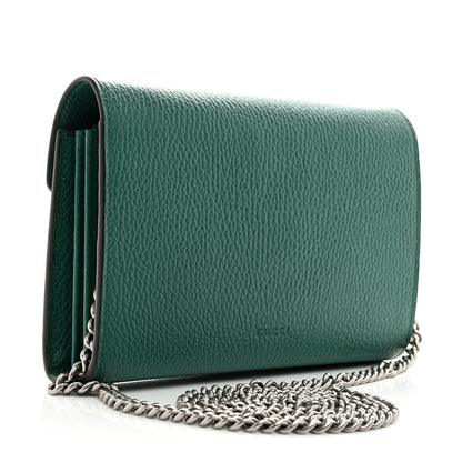 Gucci Calfskin Mini Dionysus Chain Wallet Emerald 2 of 11