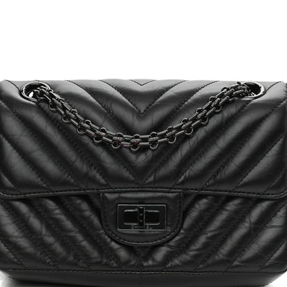 Chanel Aged Calfskin Chevron Quilted 2.55 Reissue Mini Flap So Black 8 of 11