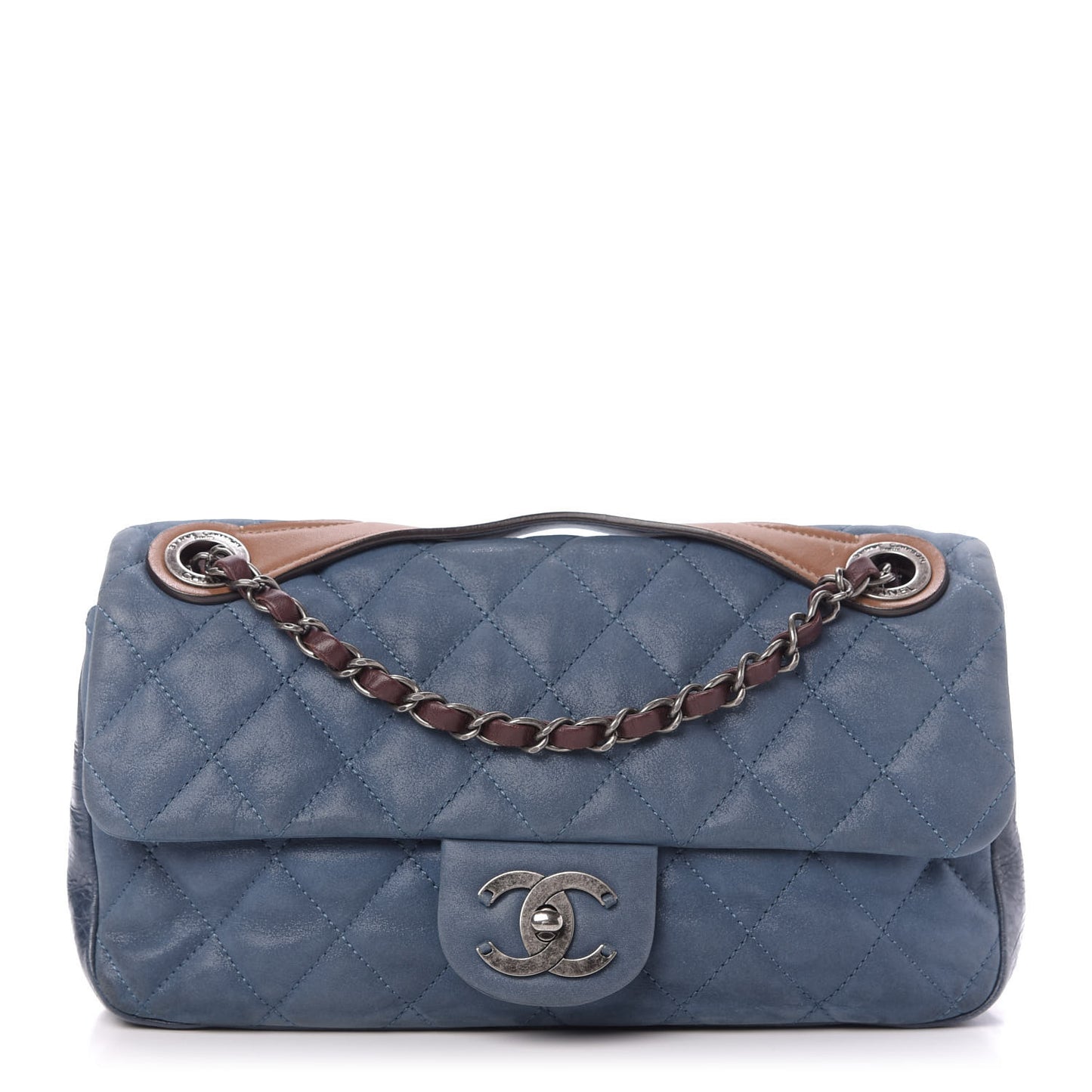 Iridescent Calfskin Medium In The Mix Flap Blue