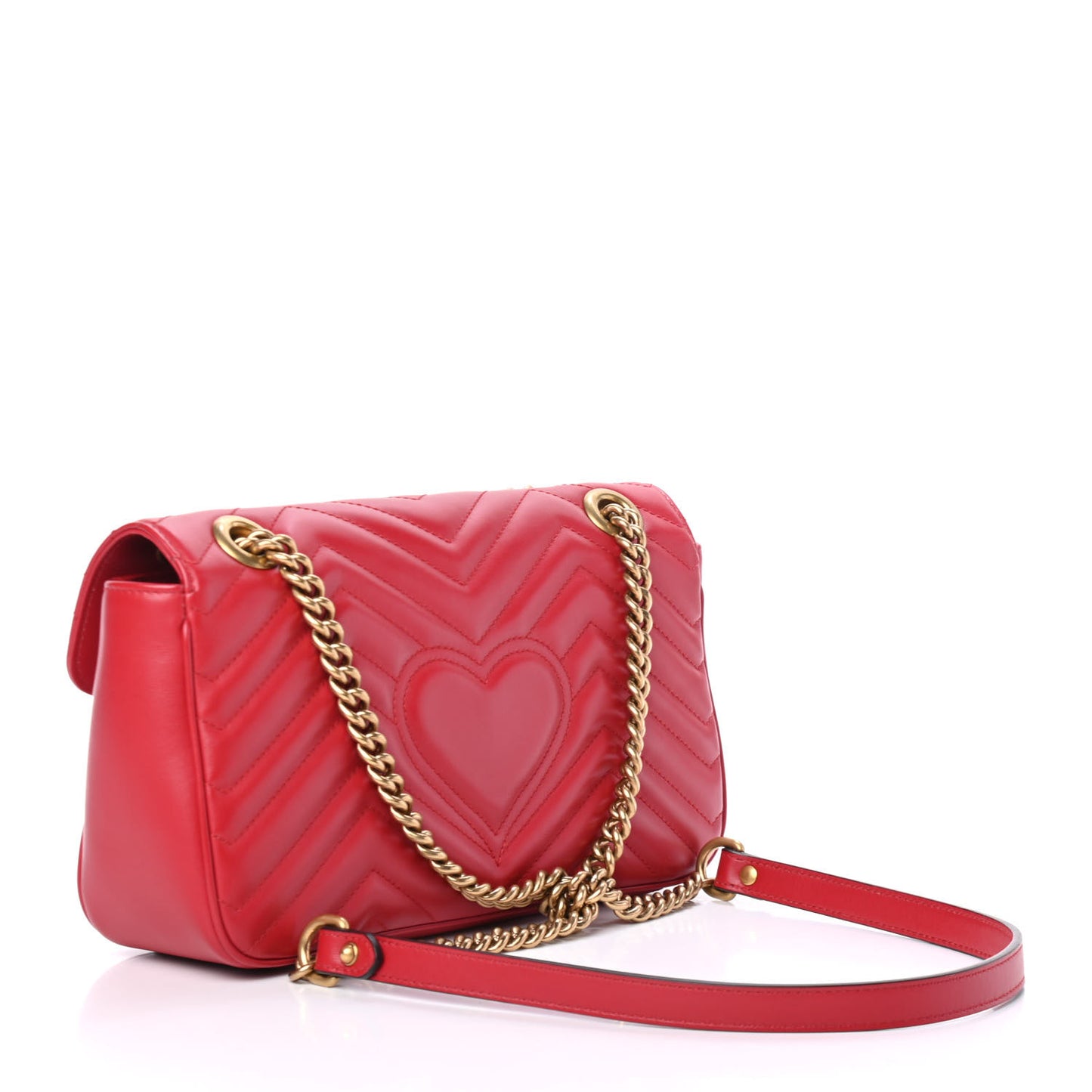 Calfskin Matelasse Small GG Marmont Shoulder Bag Hibiscus Red