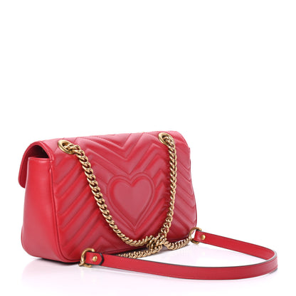 Gucci Calfskin Matelasse Small GG Marmont Shoulder Bag Hibiscus Red 2 of 4