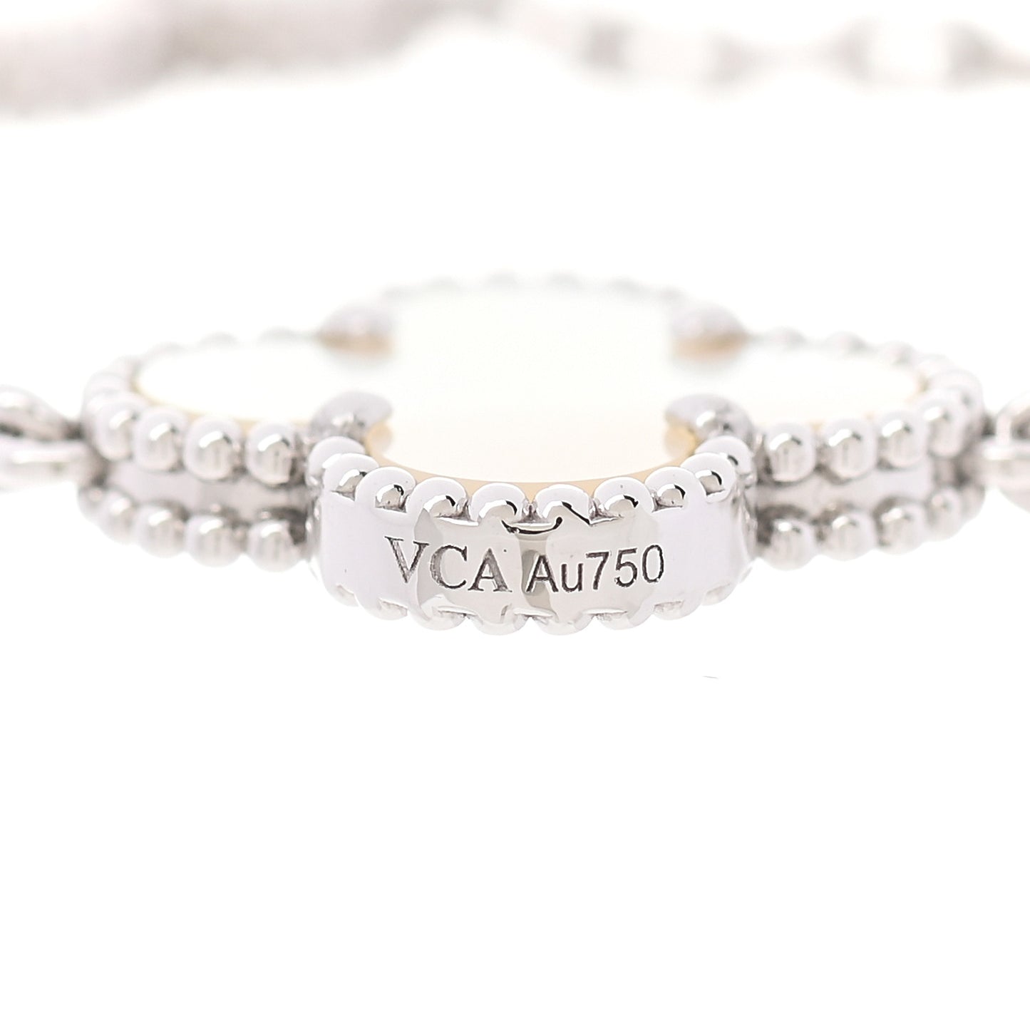18K White Gold Mother of Pearl 5 Motifs Vintage Alhambra Bracelet