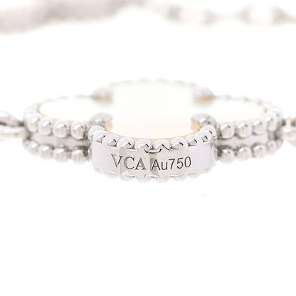 Van Cleef & Arpels 18K White Gold Mother of Pearl 5 Motifs Vintage Alhambra Bracelet 4 of 7
