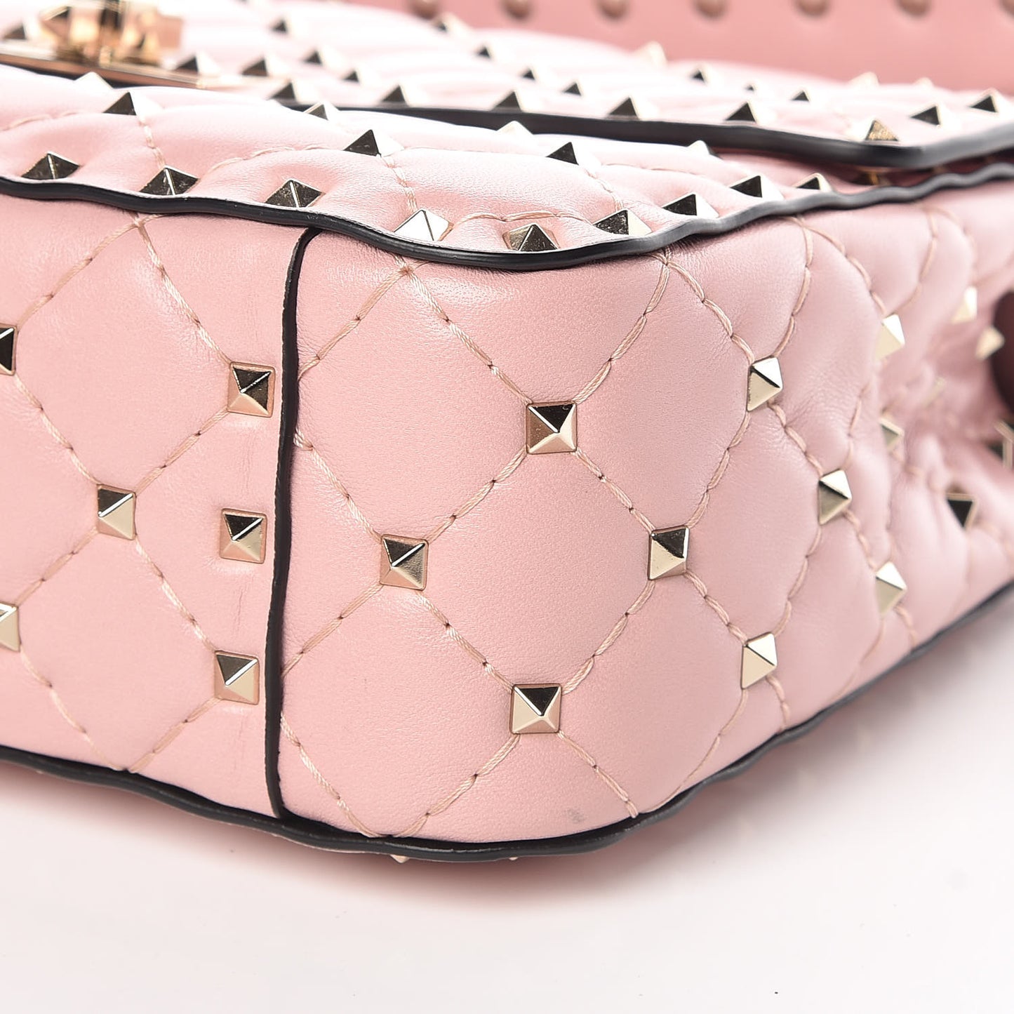 Lambskin Medium Rockstud Spike Shoulder Bag Pink