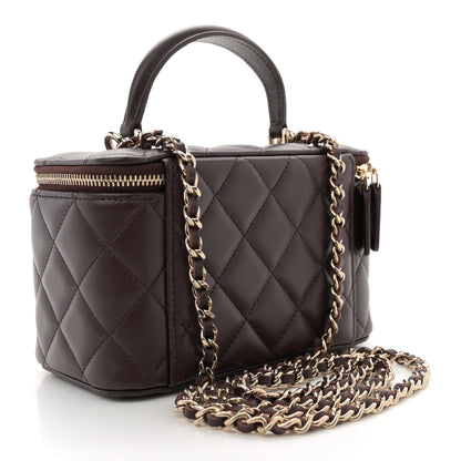 Chanel Lambskin Quilted Small Top Handle Vanity Case With Chain Dark Brown 2 of 9