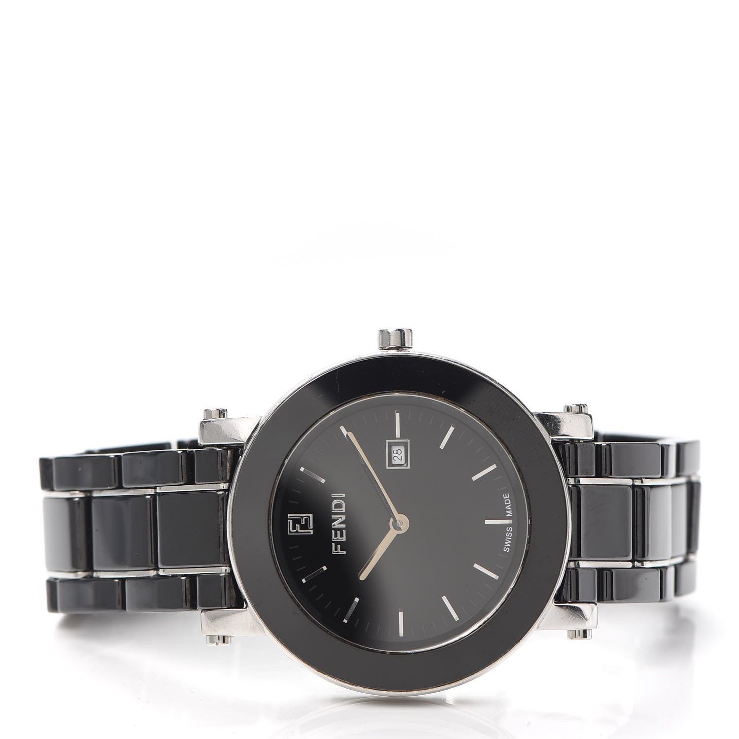 Fendi Stainless Steel Ceramic 38mm Round Quartz Watch Black 2 of 5