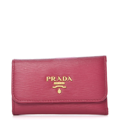 Prada Vitello Move Metal 6 Key Holder Ibisco 1 of 8