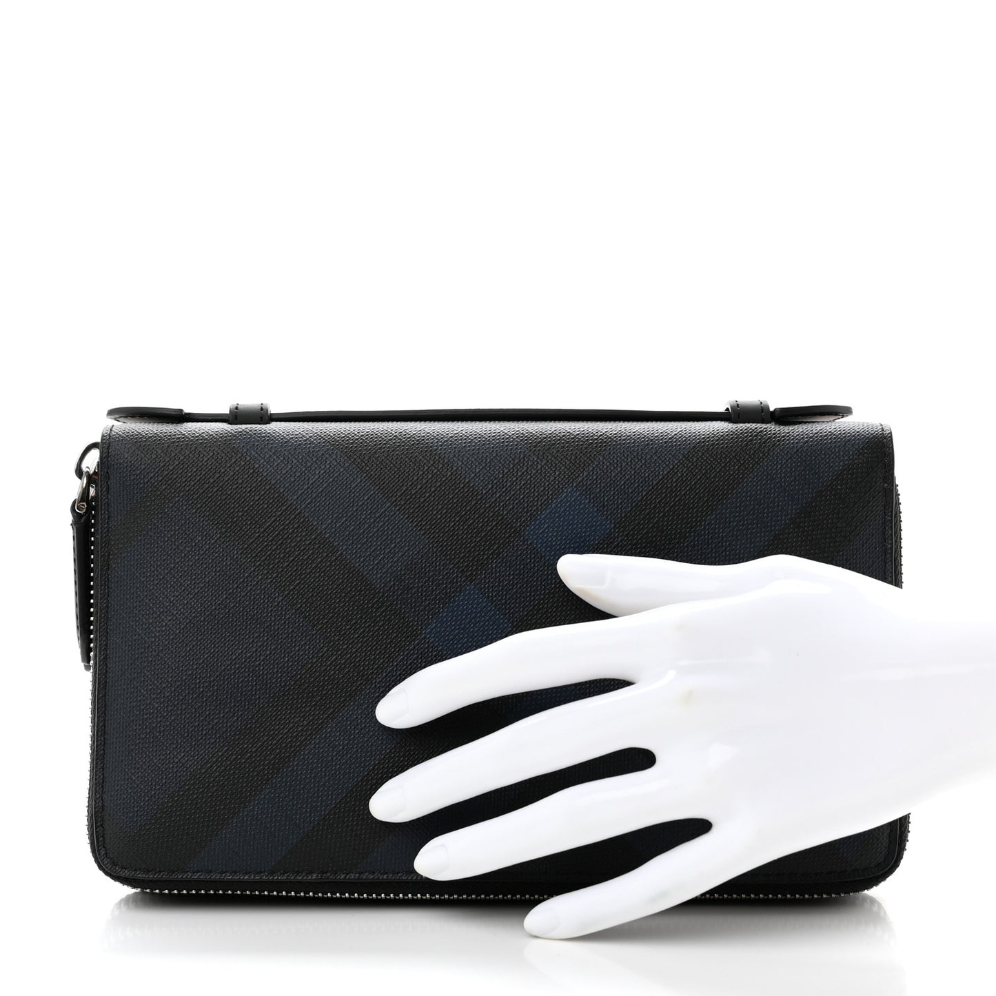 London Check Travel Wallet Navy Black