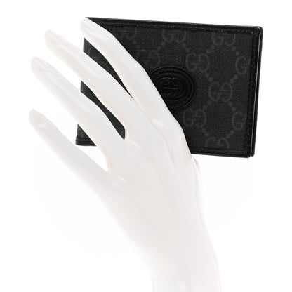 Gucci GG Supreme Monogram Azalea Calfskin Retro Interlocking G Bi-Fold Wallet Black 2 of 7