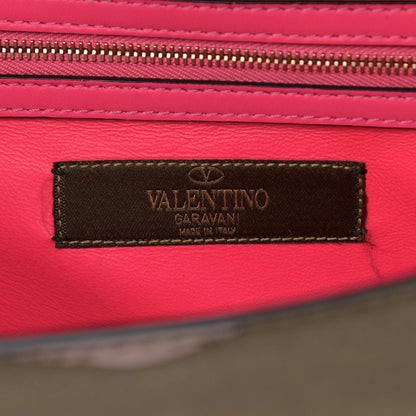 Valentino Garavani Nappa Canvas Camouflage Medium Glam Lock Rockstud Flap Fuxia Fluo 6 of 14
