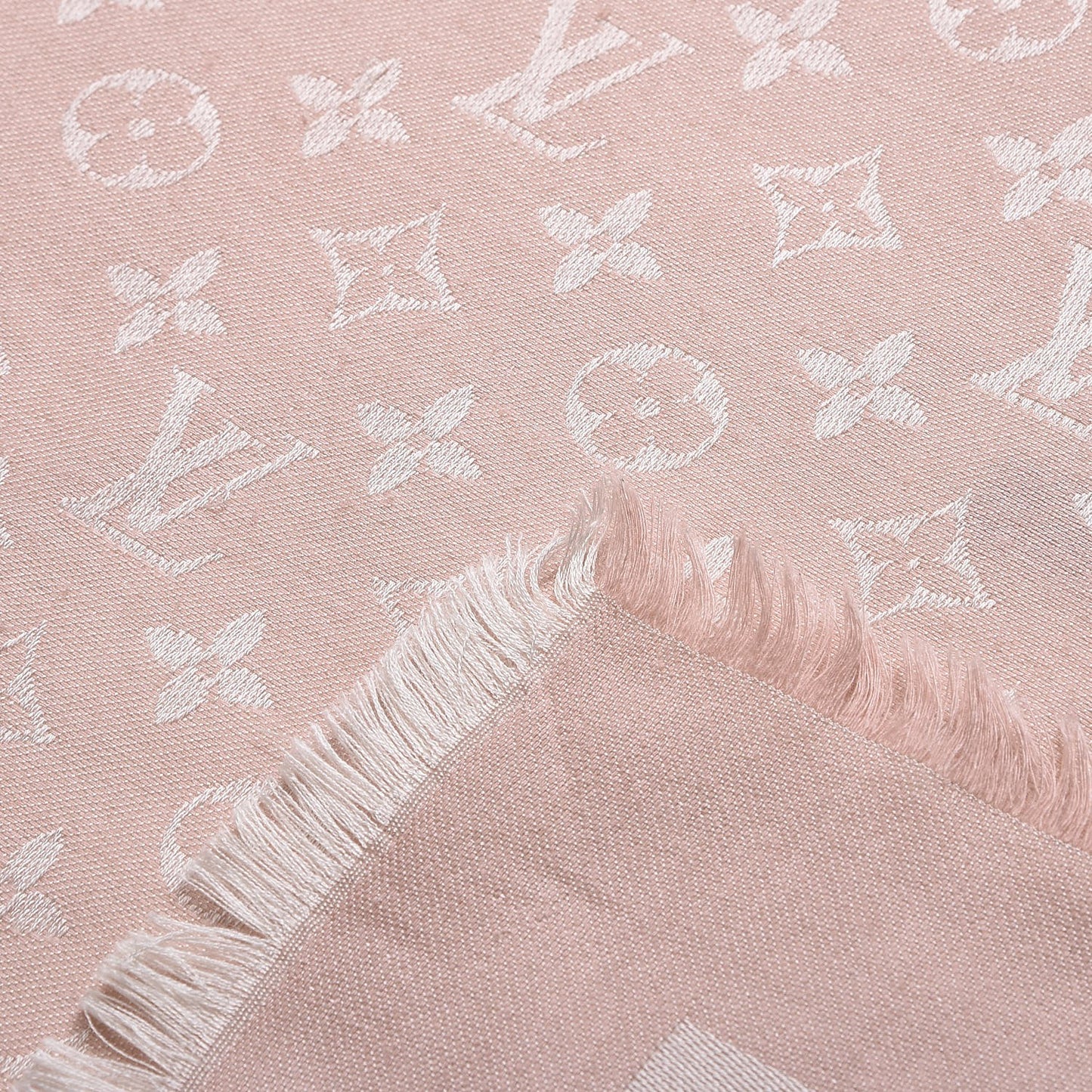 Silk Wool Monogram Denim Shawl Pink