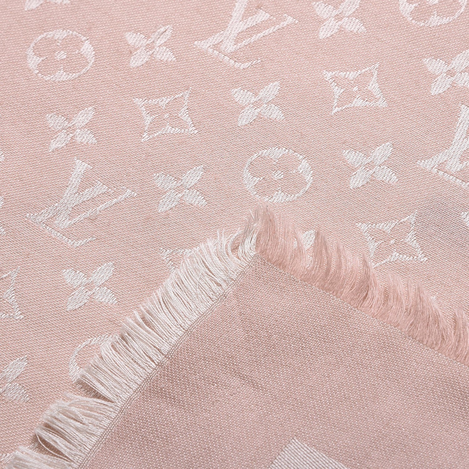 Louis Vuitton Silk Wool Monogram Denim Shawl Pink 4 of 11